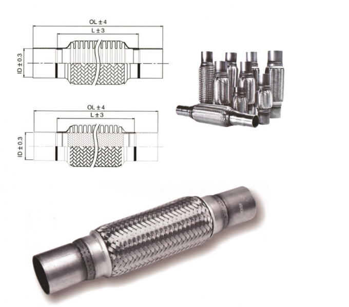 Stainless Steel 2 X 6 X 10 Inch SS201 Exhaust Flex Coupling