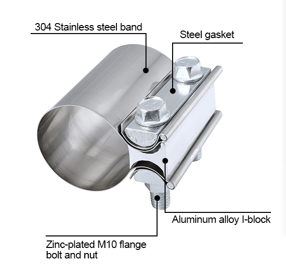 Heavy Duty Stainless Steel Lap Joint Exhaust Band Clamp Exhaust Clamp