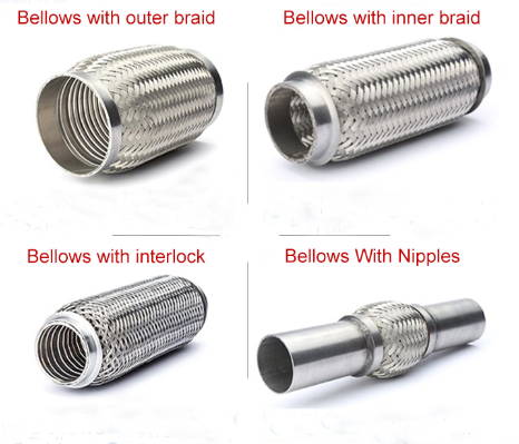 bellow t201 x12 x8 bellows inossidabile ssexhaustparts extractor inoxidable doppio auspuff wydechowa stali elastyczna rura nierdzewnej oplot drutu nippel nyple