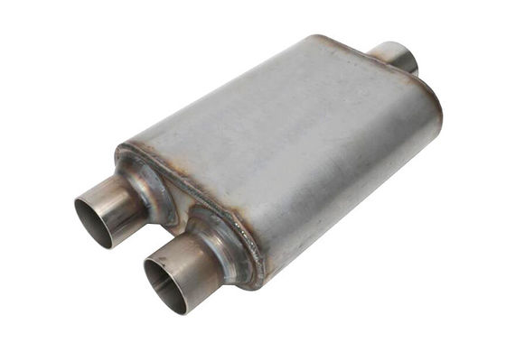 Heavy 3 Inch Centered 2.5 Dual Outlet Round Chambered Muffler