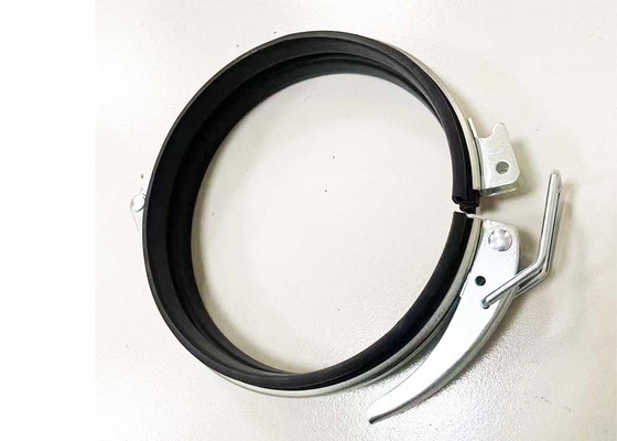 180mm Pipe Clamps Galvanised Black Rubber Coated For Wood Working Dust Collector