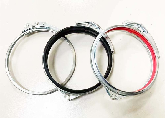 100mm 4&quot; Flange Duct Galvanized Steel Pipe Clamp With Quick Lock Handle Rubber Lined