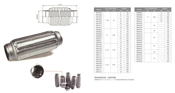 Stainless Steel Manifold Exhaust Flexible Bellow Pipe For Universal automotive