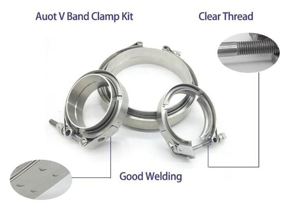 3 inch Stainless Steel V Vand Flange CLamp Kit for Exhasut Downpipe