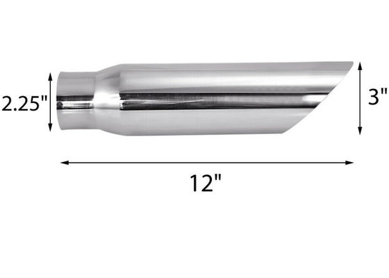 SS304 2.25&quot; Inlet 3&quot; Outlet 12&quot; Exhaust Pipe Tips