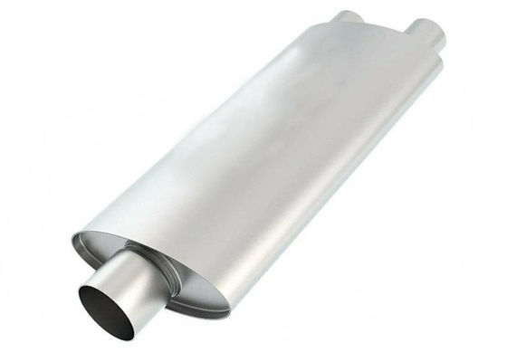 Heavy 3 Inch Centered 2.5 Dual Outlet Round Chambered Muffler