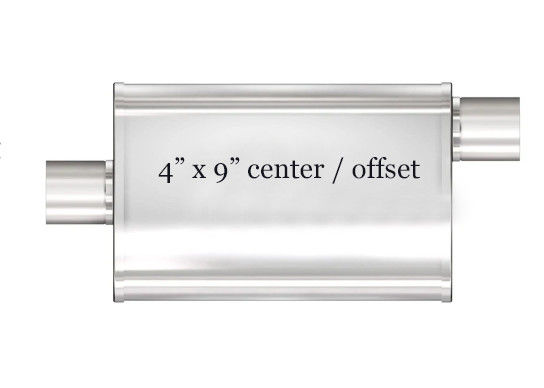 Stainless Steel 4&quot; X 9&quot; Oval Center / Offset Straight Through Muffler
