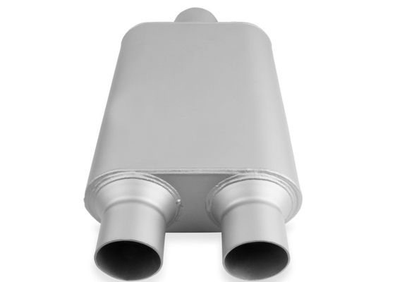 Black Painted Aluminized Steel 2 Chamber Mufflers 3.00 Center Inlet / 2.50 Dual Outlet