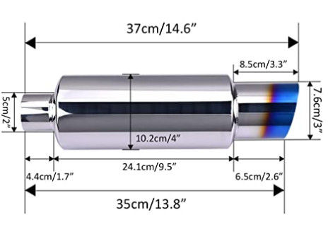 2&quot; Inlet 3&quot; Outlet Sus409 14.8&quot; Length Universal Exhaust Muffler For Suv