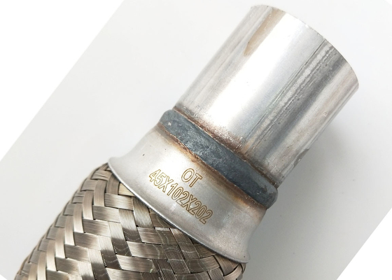 1.75&quot; X 6&quot; X 10&quot; Ss201 Flexible Exhaust Pipe Connector With Wire Braide And Welded Nipple