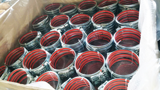 100mm 4&quot; Flange Duct Galvanized Steel Pipe Clamp With Quick Lock Handle Rubber Lined