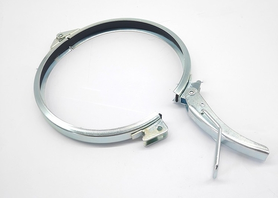 100mm 4&quot; Flange Duct Galvanized Steel Pipe Clamp With Quick Lock Handle Rubber Lined