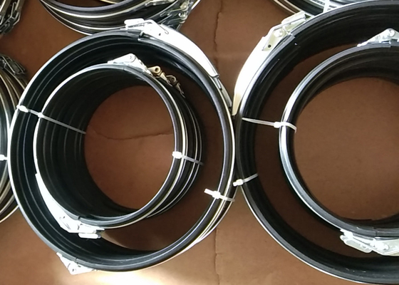 180mm Pipe Clamps Galvanised Black Rubber Coated For Wood Working Dust Collector