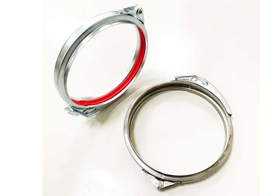 100mm 4&quot; Flange Duct Galvanized Steel Pipe Clamp With Quick Lock Handle Rubber Lined