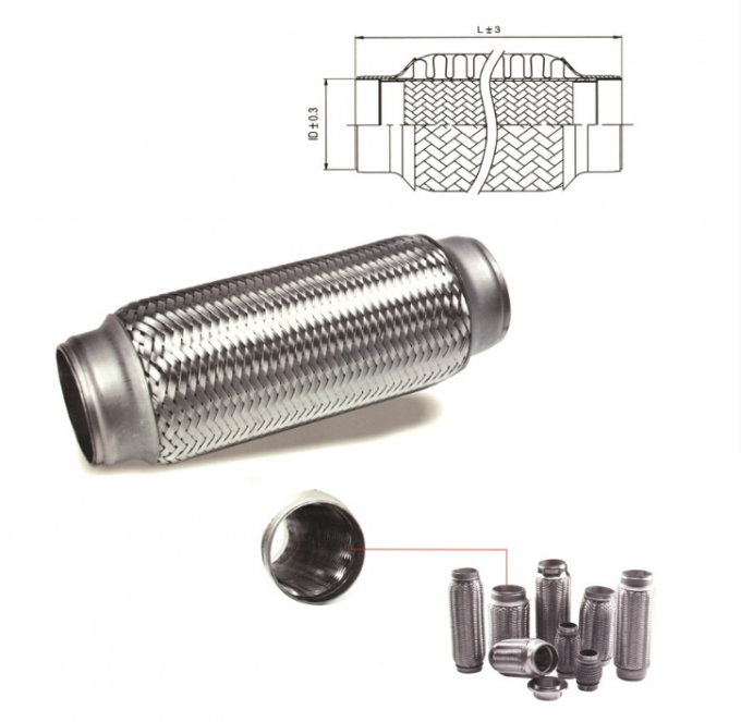 Stainless Exhaust Flex Pipe Joint , Flexible Bellow , 2" x 6" long